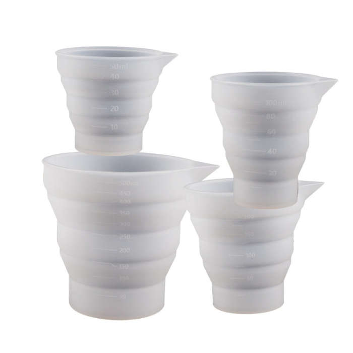 Folding DIY Epoxy Measuring Cup Silicone Mold Candle Plaster Glue Mixing Cup, 5pcs 50ml, 5pcs 100...