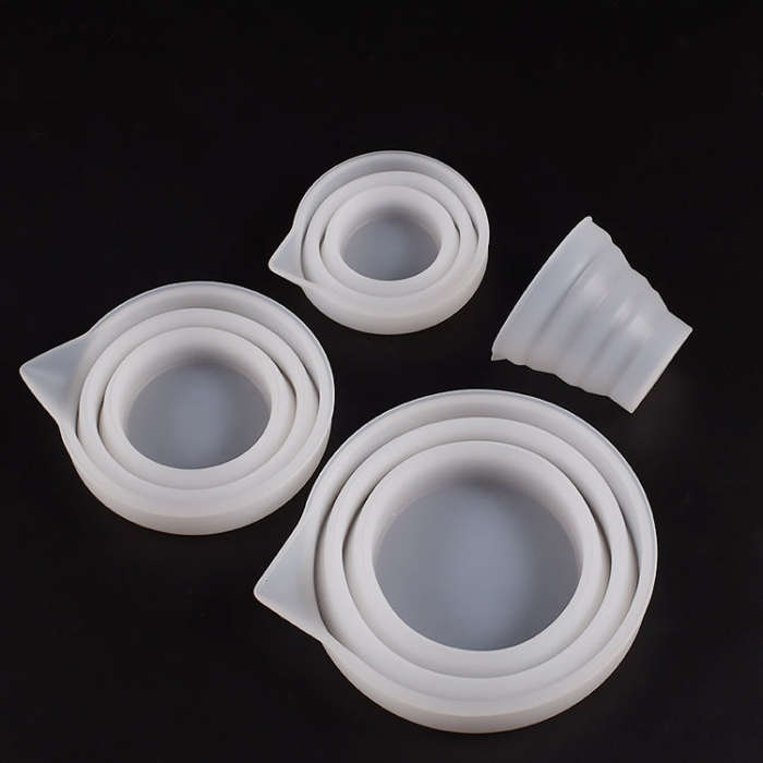 Folding DIY Epoxy Measuring Cup Silicone Mold Candle Plaster Glue Mixing Cup, 5pcs 50ml, 5pcs 100...