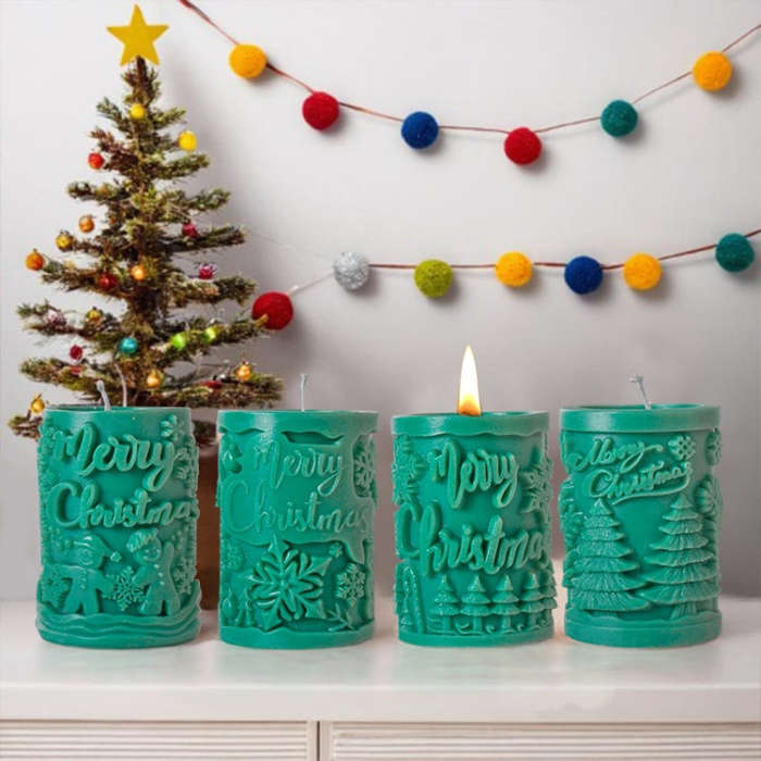 Christmas Aromatherapy Candle Cylinder DIY Silicone Mold, ZL-845, ZL-846, ZL-849, ZL-850