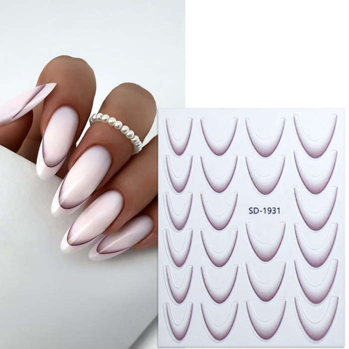 Line Nail Art Stickers Self-Adhesive Gradient Color French Manicure Stickers DIY Nail Tips Decals...