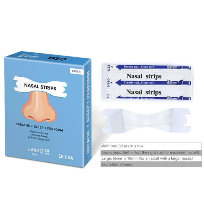 30pcs /Pack Transparent Nasal Strips To Improve Sleep, Reduce Snoring 66x19mm