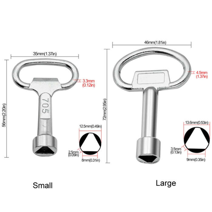 5pcs Water Valve Chassis Triangular Key Wrench, Large, Small