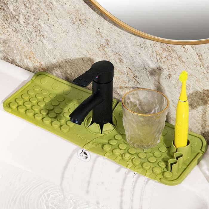 Faucet Silicone Drainage Mat Multi-functional Household Sink Countertop Anti-slip Anti-splash Sto...