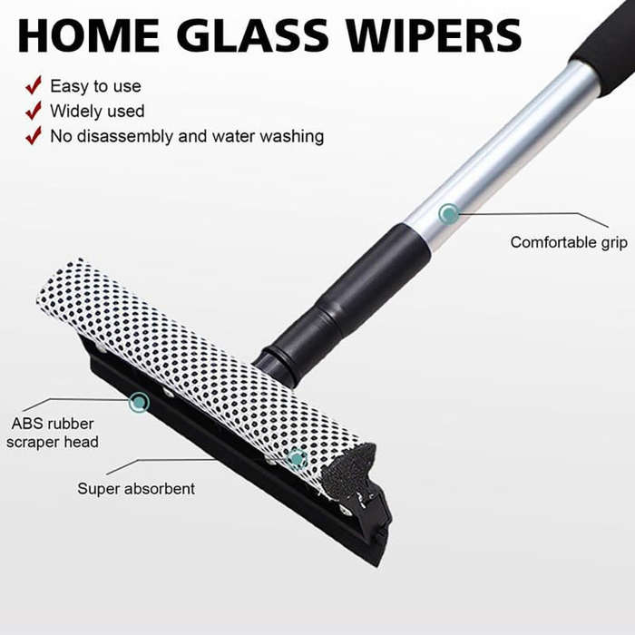 2-In-1 Household Double-Sided Glass Wiper Car Washing Cleaning Tool, Telescopic White, Telescopic...