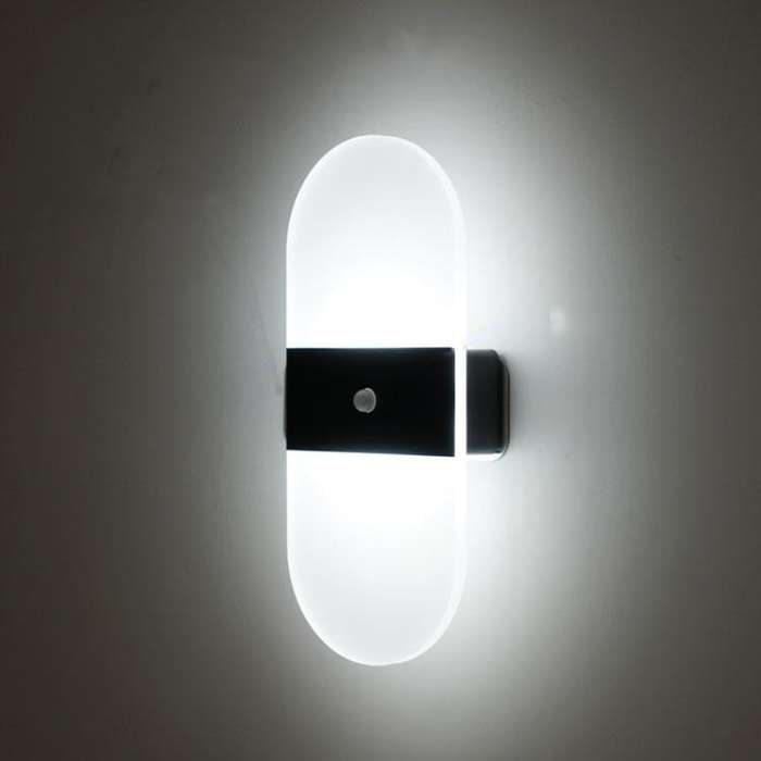 Magnetic Acrylic Smart Induction Night Light Rechargeable Wall Lamp Bedroom Bedside Lamp, White A...