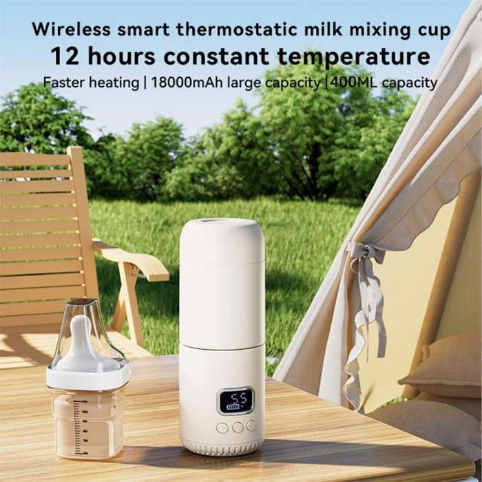 Portable Wireless Baby Bottle Warmer 400ml Adjustable Temperature Travel Thermos, Type-C Fast Cha...