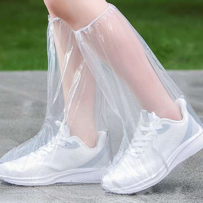Outdoor Disposable PE High-Tube Rainproof Shoe Covers, 10pcs /Set
