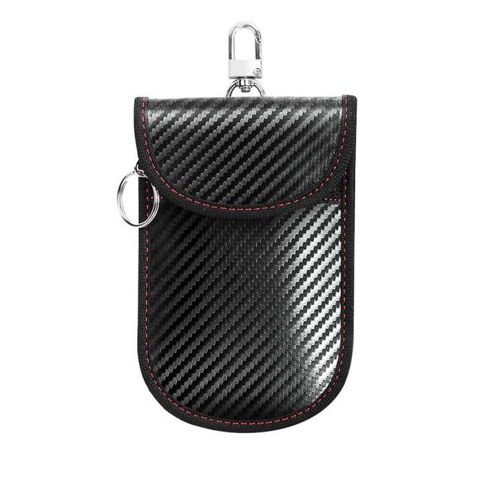 RFID Blocking Car Key Holder Anti-Skimming Carbon Fiber Key Case for Vehicles, Credit Cards & Ele...