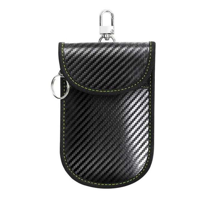 RFID Blocking Car Key Holder Anti-Skimming Carbon Fiber Key Case for Vehicles, Credit Cards & Ele...