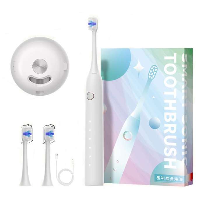 Rechargeable Sonic Electric Toothbrush for Adults with Custom Mode, Antibacterial Brush Heads, Sm...
