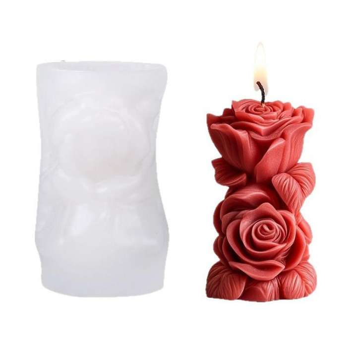 Flower Column Aromatherapy Candle Silicone Mold DIY Handmade Gift Diffuser Stone Mold, Dream Rose...