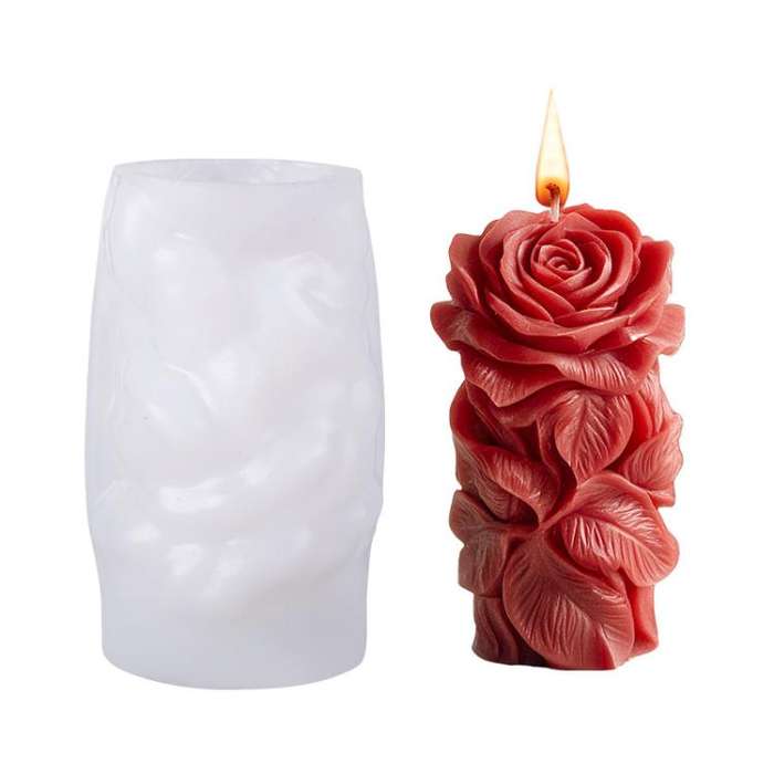 Flower Column Aromatherapy Candle Silicone Mold DIY Handmade Gift Diffuser Stone Mold, Dream Rose...