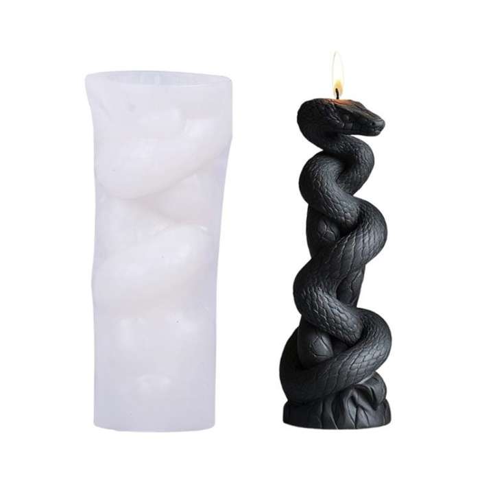 Snake-Shaped Aromatherapy Candle Silicone Mold DIY Diffuser Stone Gift Mold, Snake Flower Column ...