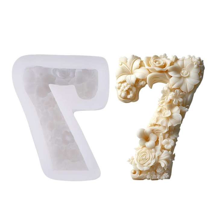 Flower Digital Aromatherapy Candle Silicone Mold DIY Diffuser Ornament Three-dimensional Digital ...