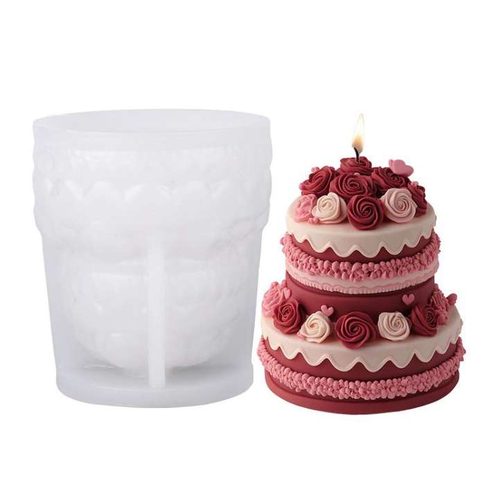 Rose Cake Scented Candle Silicone Mold DIY Diffuser Stone Ornament Handmade Soap Mold, A ZL-649, ...