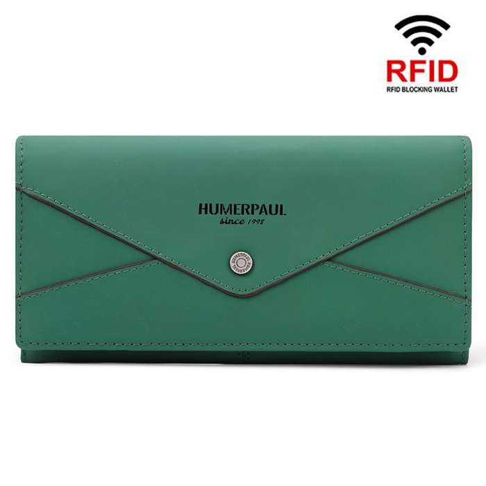 HUMERPAUL BP998 Women Leather Long Wallet RFID Multi-Card Holder Clutch Bag