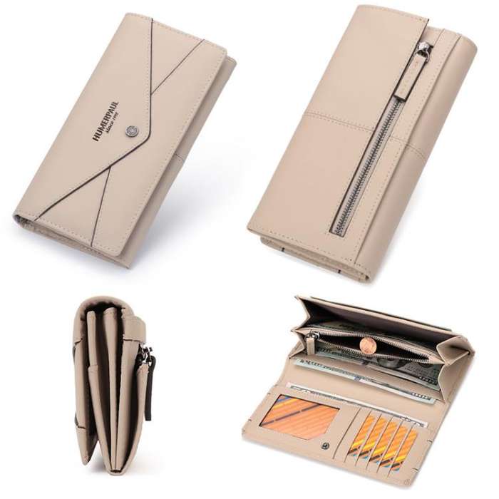 HUMERPAUL BP998 Women Leather Long Wallet RFID Multi-Card Holder Clutch Bag