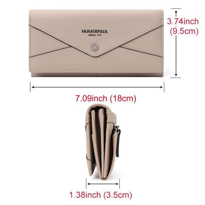 HUMERPAUL BP998 Women Leather Long Wallet RFID Multi-Card Holder Clutch Bag