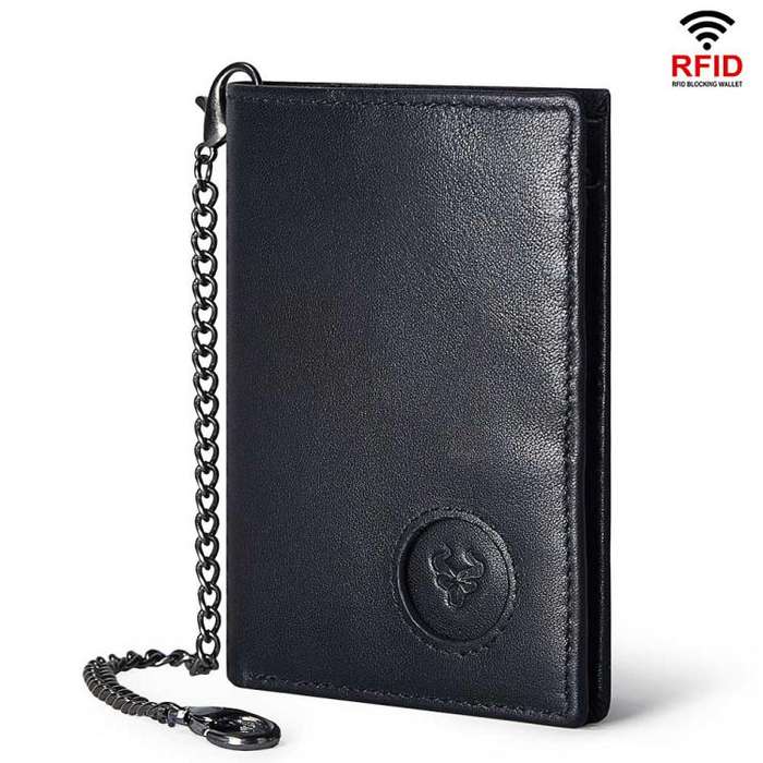 Compatible With Airtag HUMERPAUL BP798 Leather Wallet With Tracker Hole RFID Pull-Out Card Holder...