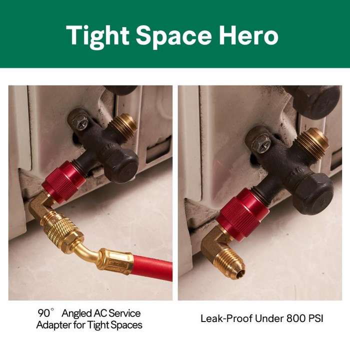 R410 To R22 Refrigerant Conversion Adapter 90-degree Elbow Fitting Brass HVAC Service Connector f...