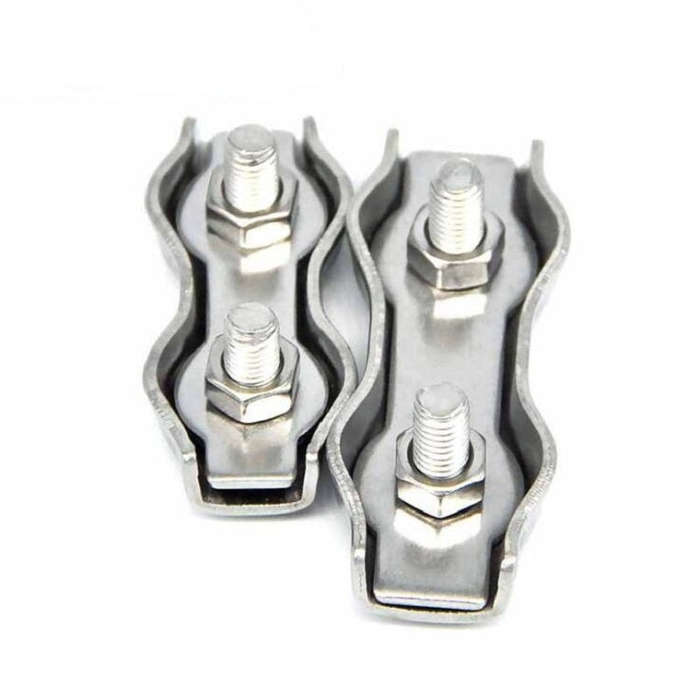 304 Stainless Steel Plate Single Clip Double Clamp Wire Rope Clamp, M2 Double Clip, M3 Double Cli...