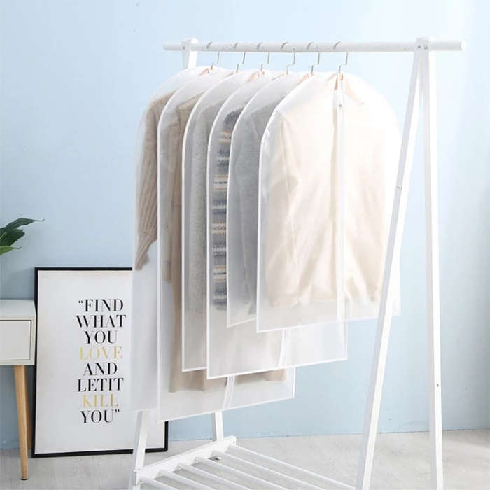2 PCS Transparent Wardrobe Storage Bags Cloth Hanging Garment Suit Coat Dust Cover with Zipper