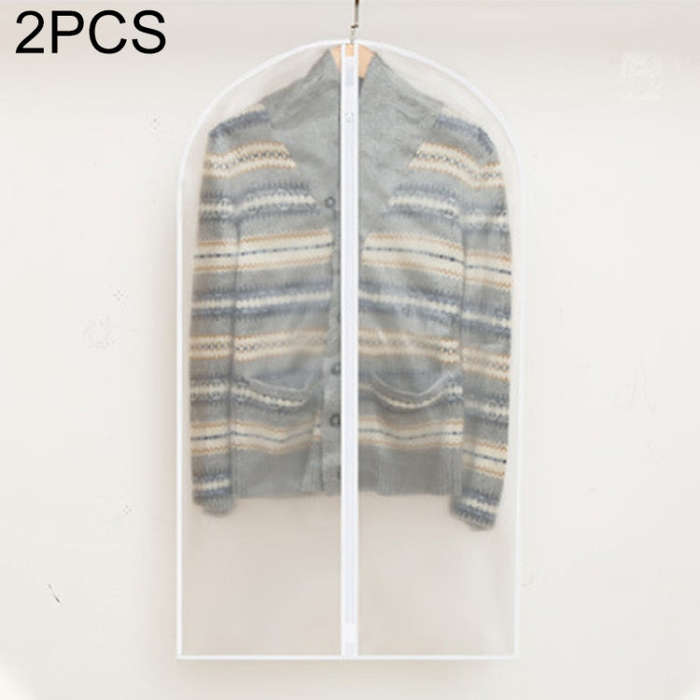 2 PCS Transparent Wardrobe Storage Bags Cloth Hanging Garment Suit Coat Dust Cover with Zipper