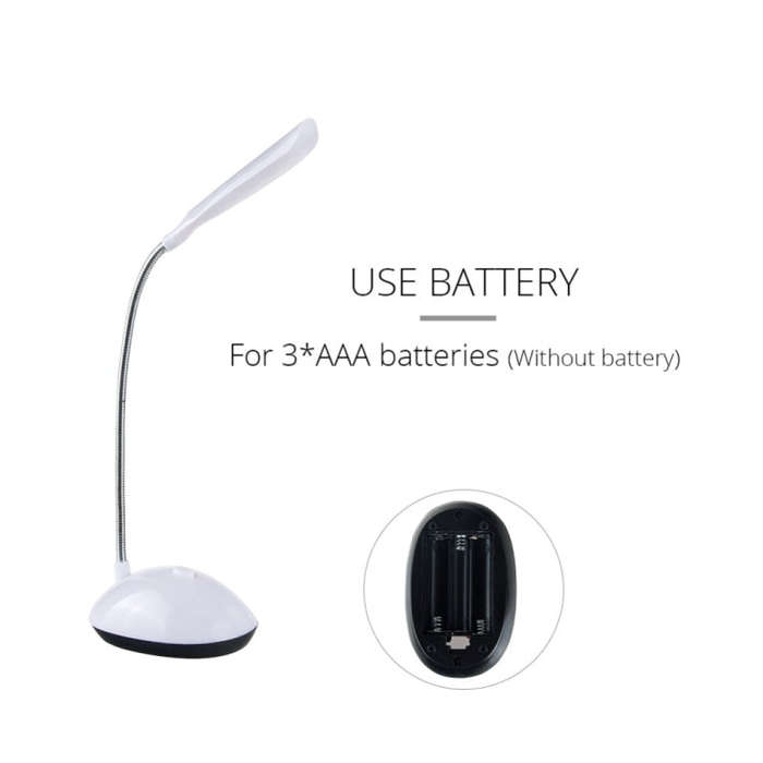 2 PCS Flexible Adjustable Portable Bedroom Reading Desk Lamp LED Night Light for Children, White,...
