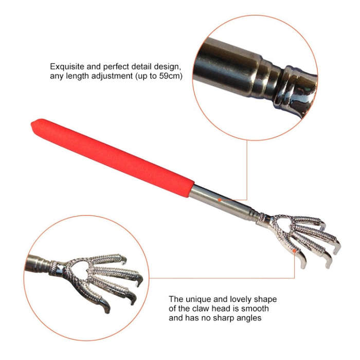 Practical Handy Stainless Telescopic Pocket Scratching Massage Kit Bear claw back scratcher(Color...
