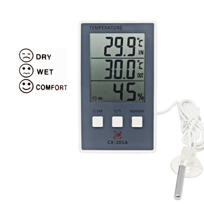CX-201A LCD Digital Weather Station Thermometer Hygrometer Indoor  Outdoor Temperature Humidity M...