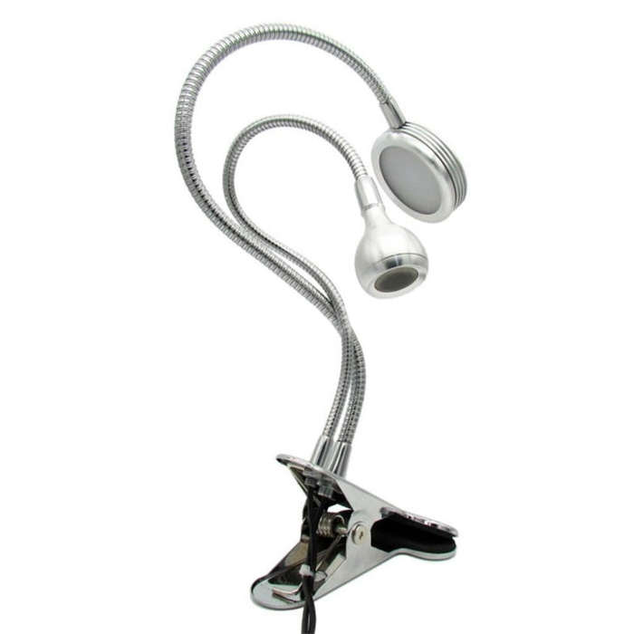 3W Creative Dimmable Double-head Clip Design LED Table Lamp, Double White Light, Double Head Warm...
