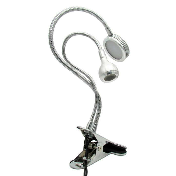 3W Creative Dimmable Double-head Clip Design LED Table Lamp, Double White Light, Double Head Warm...