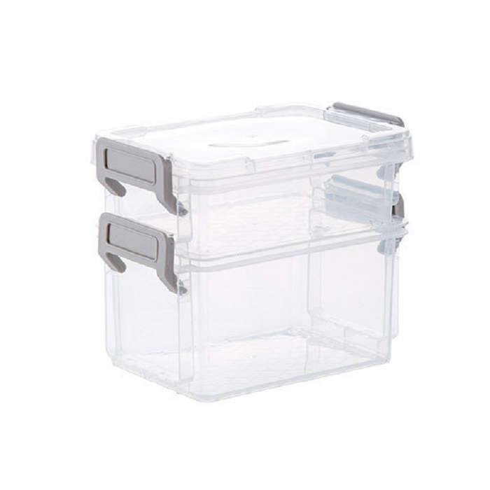 Desktop Transparent Covered Storage Box Sundries Organizing Storage Box, Two Layers