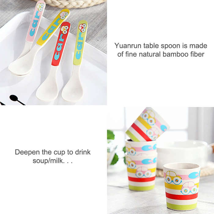 Bamboo Fiber Cartoon Dinner Plate For Children, 5 PCS / Set Pink, 5 PCS / Set Red, 5 PCS / Set Ye...