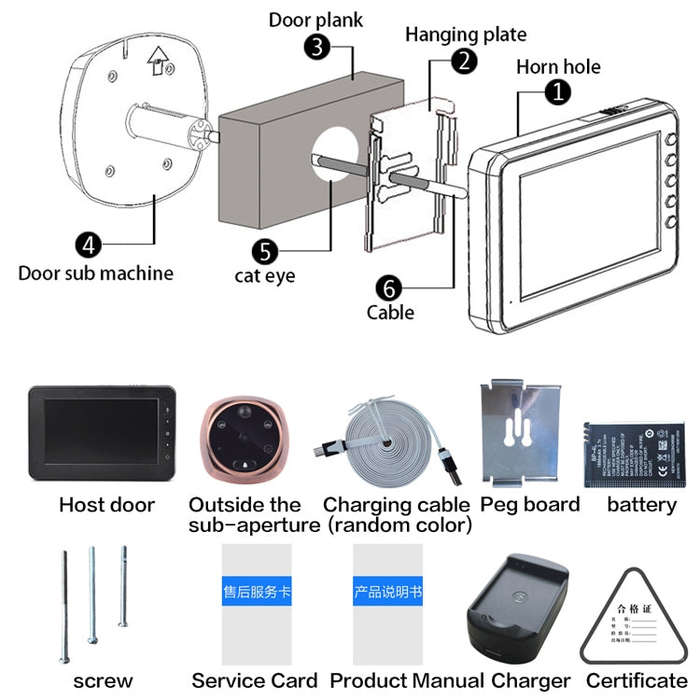 M4300A 4.3 inch Display Screen 3.0MP Camera Video Smart Doorbell, Support TF Card (32GB Max) & Mo...