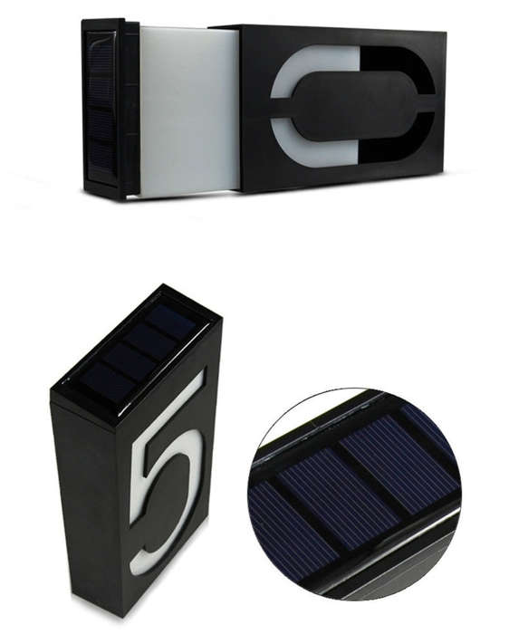 0.36W Solar Powered Wall Mount 6 LEDs Lighting Doorplate Lamp House Number Porch Lights with Sola...