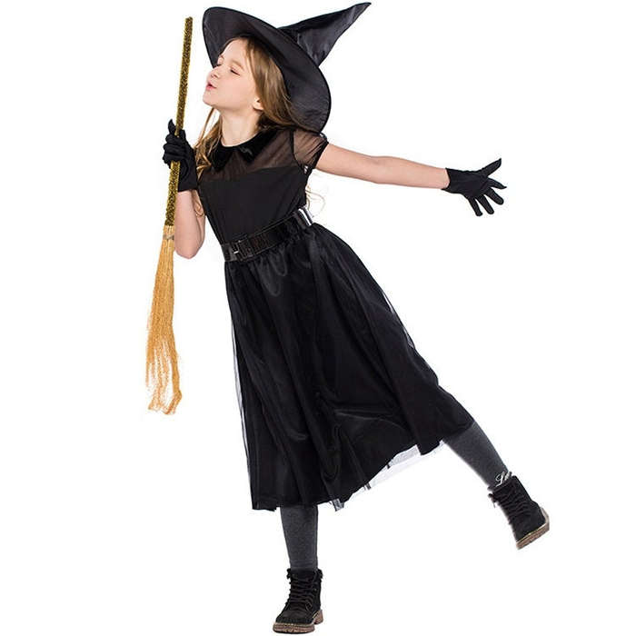 Black Gauze Little Witch Costume, Halloween Cosplay Witch Costume, S, M, L