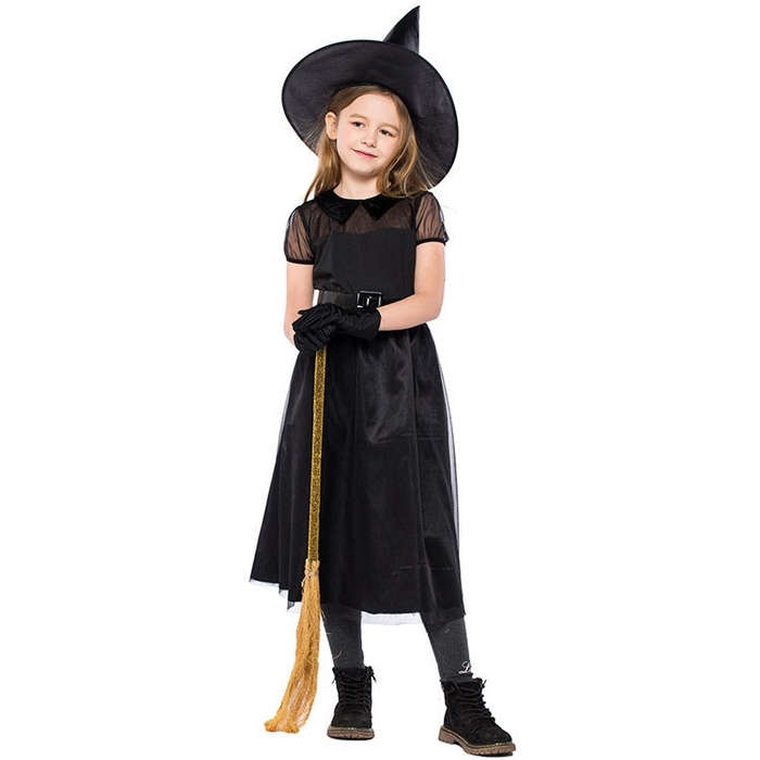 Black Gauze Little Witch Costume, Halloween Cosplay Witch Costume, S, M, L