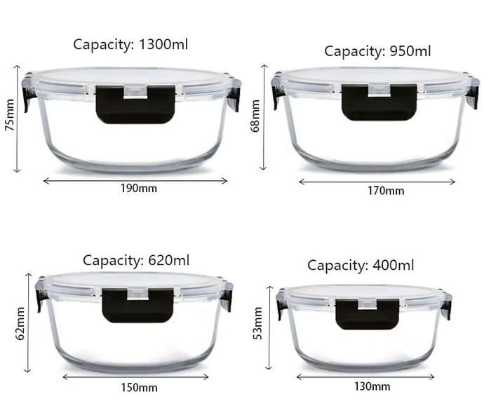 Tingli 4 Pieces Round Food Storage Container Set