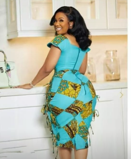 African Print Bodycon Dress - Turquoise & Gold