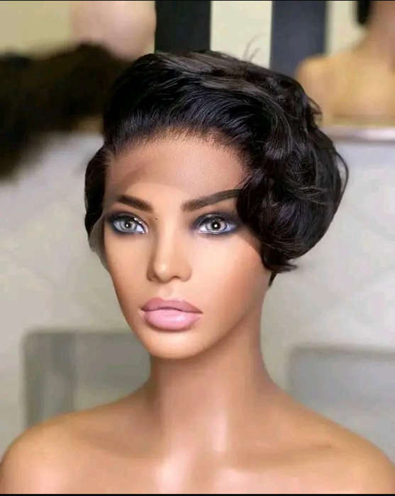 13x4 Super Double Drawn Pixie Cut Human Hair Wig