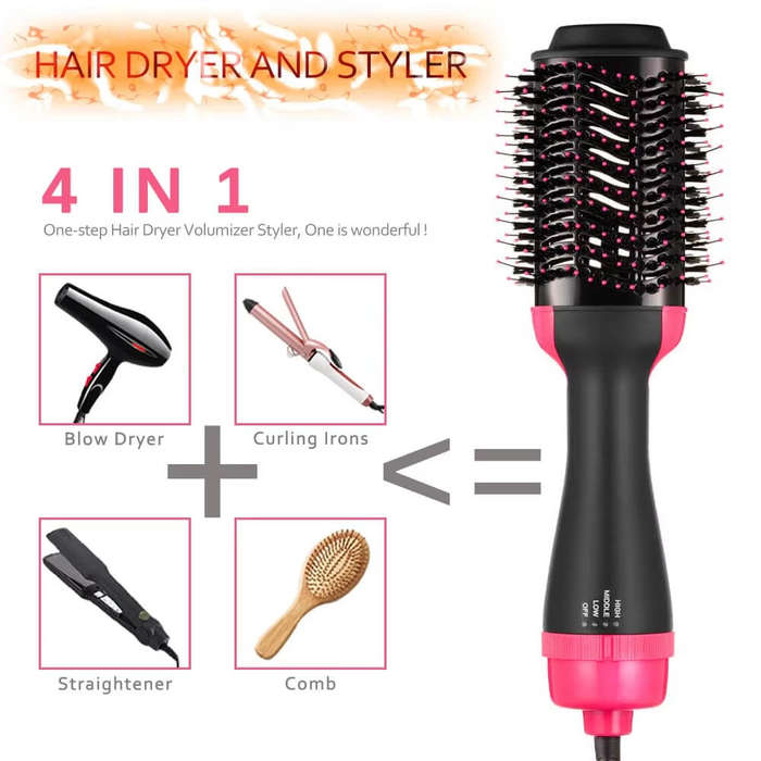 Professional Hot Hair Brush - 2-in-1 Styling & Straightening Tool