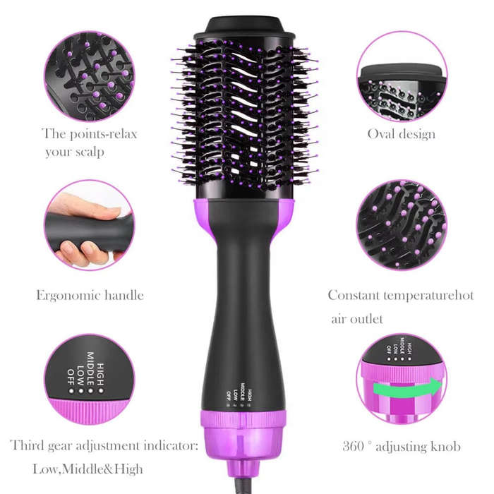 Professional Hot Hair Brush - 2-in-1 Styling & Straightening Tool