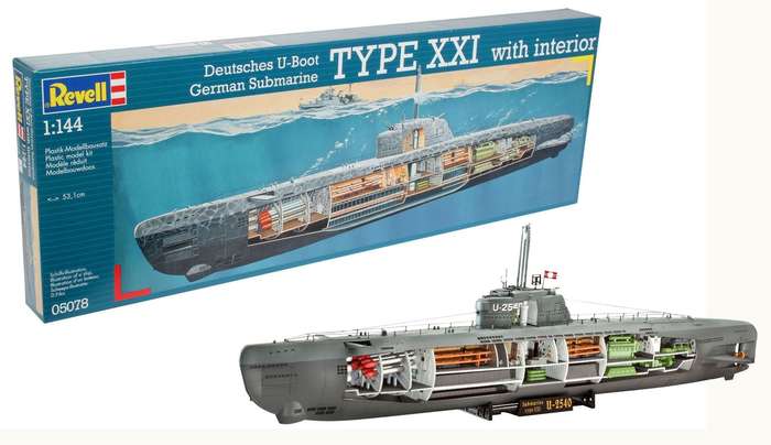 German Submarine Type Xxi With Interior 1/144 Revell 05078