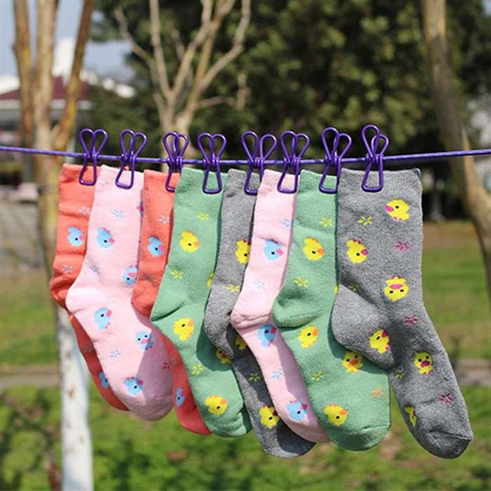 ZS - Camping Home Laundry Line Elastic Clothesline Purple