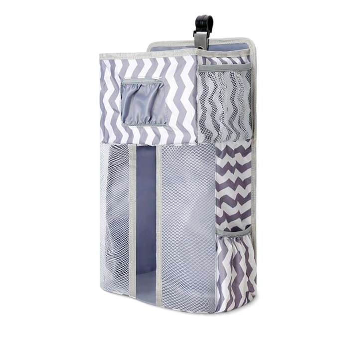 ZS - Hanging Diaper Caddy/Diaper Bag, Crib Side Companion Stripped