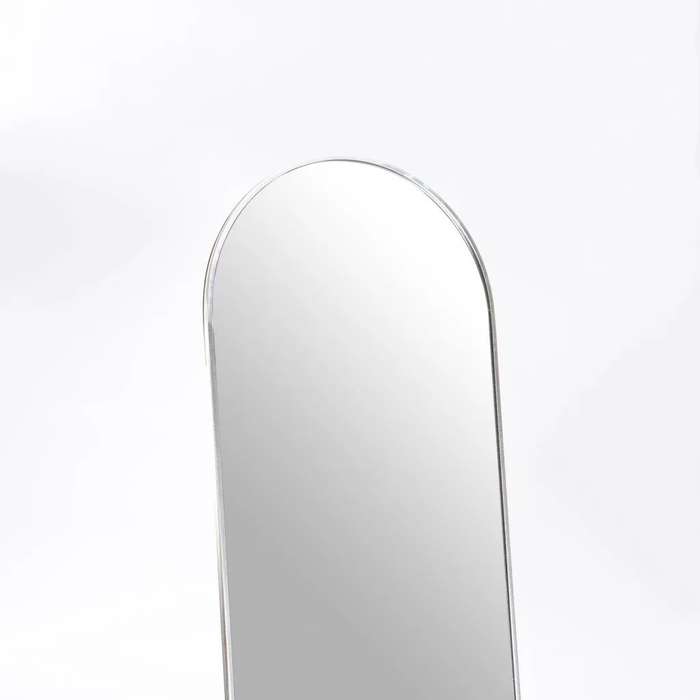 ZS - Free-Standing or Wall-Mount Aluminum Frame Arched Mirror - 146 cm x 36 cm Black
