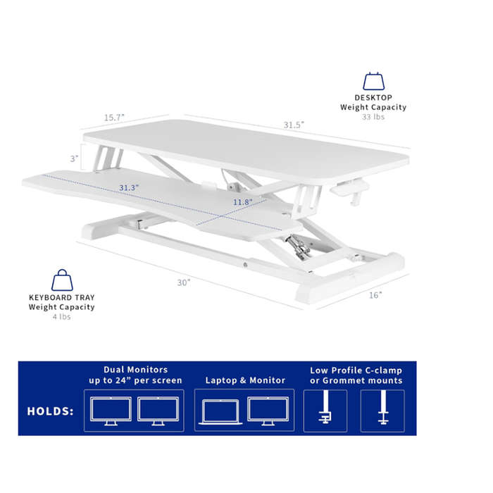 ZS - Sit and Stand Modern Workstation White