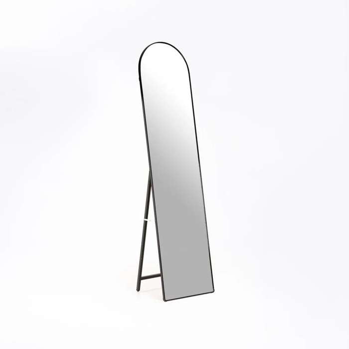 ZS - Free-Standing or Wall-Mount Aluminum Frame Arched Mirror - 146 cm x 36 cm Black