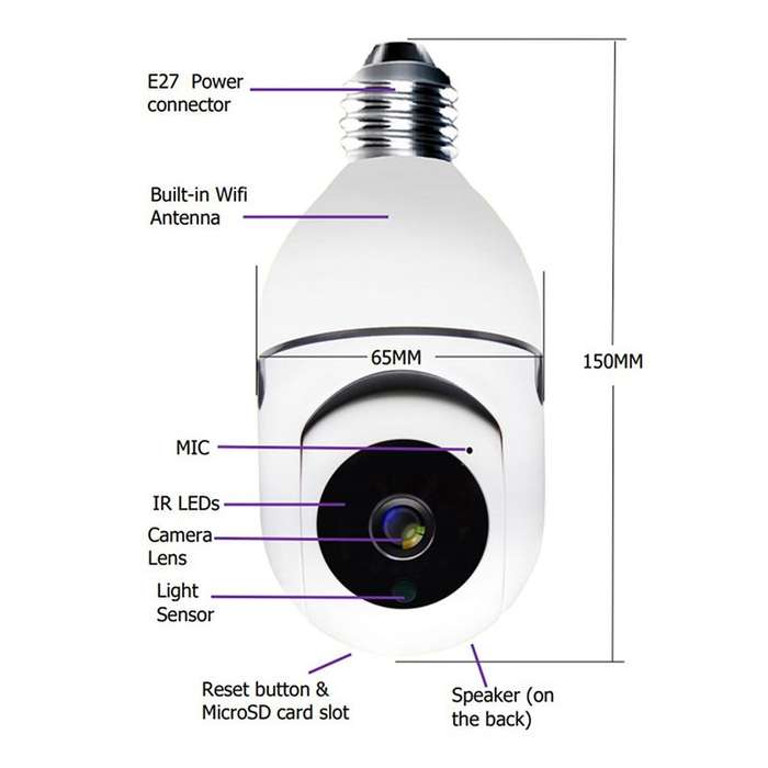 ZS - 360 Degree 1080P Wireless Panoramic Home Security WiFi Smart Camera uses FTY CAM App